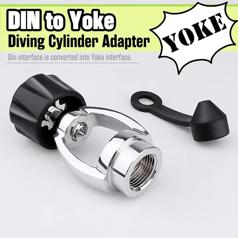 Dawitrly 250-Bar 3500PSI Chrome-Plated Brass DIN Regulator to Yoke Converter First Stage Adapter with Dust Cap for Scuba Diving Tank Regulator Parts - Image 2